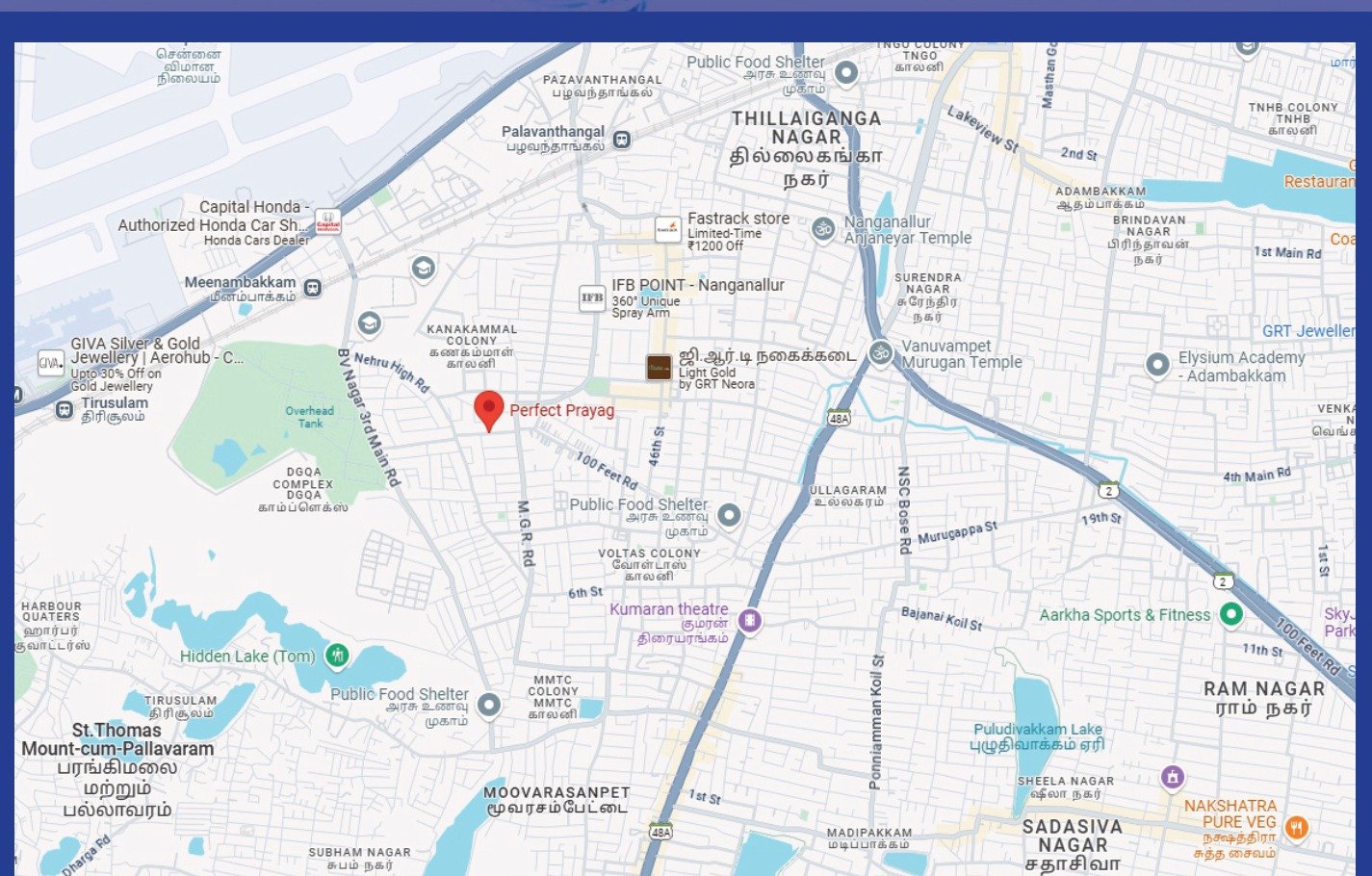 Perfect Prayag location map, Nanganallur